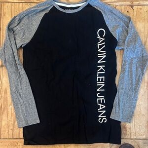 Calvin Klein Black and Gray Raglan Tee